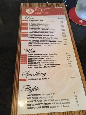 Menu photo 2 Foyt Wine Vault Indianapolis, IN