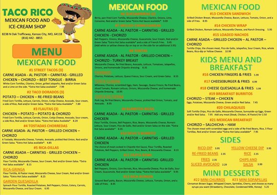 Menu photo 7 Taco Rico Kansas City, MO