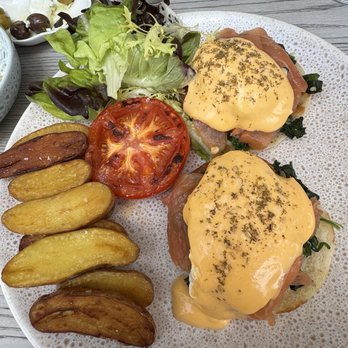 Laya Restaurant - Salmon Benedict. - Mediterranean Near Me - Los Angeles, California