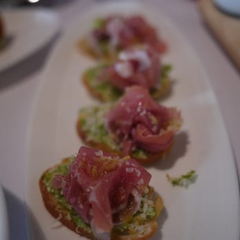 GIADA - Pea Pesto Crostini, prosciutto san daniele - Italian Near Me - Las Vegas, Nevada