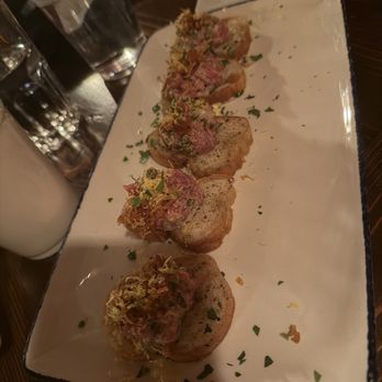 The Trappe Door - The BEST beef tartare in the whole city. Its now drowning in mayo. - Belgian Near Me - Greenville, South Carolina