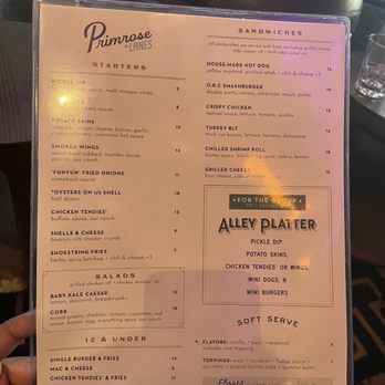 Primrose Lanes - Menu - Bowling Near Me - Orlando, Florida