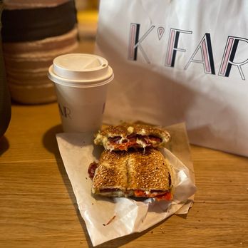K'Far Cafe - Grilled cheese with tomato & bacon, and a Yemenite latte. - Cafes Near Me - Philadelphia, Pennsylvania K'Far Cafe - Grilled cheese with tomato & bacon, and a Yemenite latte. - Cafes Near Me - Philadelphia, Pennsylvania