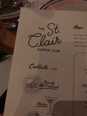 Menu photo 3 St. Clair Supper Club Chicago, IL