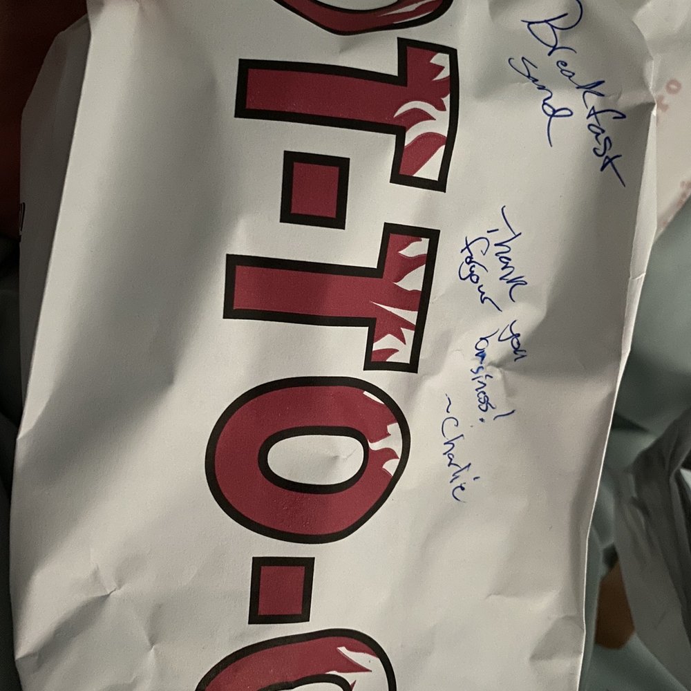 Sweeter With Fiedler - A note written on the foil wrapper from Charlie. Very sweet. - Coffee & Tea Near Me - Sarasota, Florida