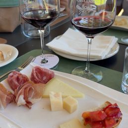 Cheese sampler with wine tasting at the upper outdoor porch