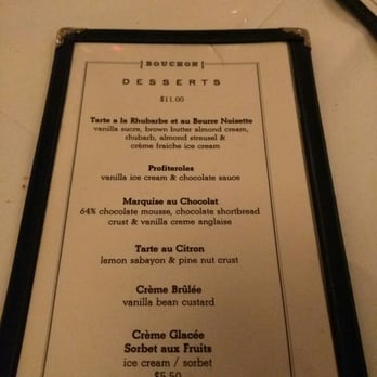 Bouchon - Dessert menu! - French Near Me - Las Vegas, Nevada