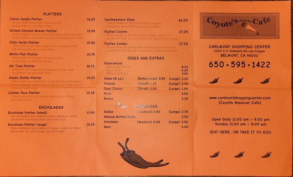 Menu photo 5 Coyote's Mexican Cafe Belmont, CA Menu photo 5 Coyote's Mexican Cafe Belmont, CA