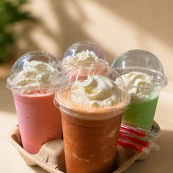 Lewisburg Donuts - L-R strawberry, Thai tea, Honeydew smoothie