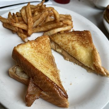 Arcade Restaurant - Fried PB and Banana Sandwich with bacon. - Diners Near Me - Memphis, Tennessee Arcade Restaurant - Fried PB and Banana Sandwich with bacon. - Diners Near Me - Memphis, Tennessee