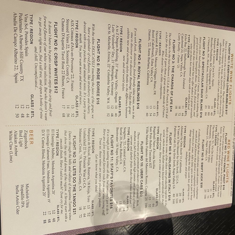 WINE MENU WINE MENU