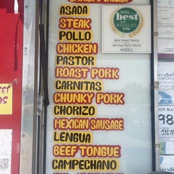Mi Casa Taco Truck - Meat options - Food Trucks Near Me