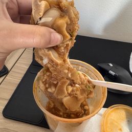 A large bone in my menudo that took all the space for soup. A large bone in my menudo that took all the space for soup.