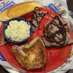 Bandana's Bar-B-Q - Lebanon - Chicken, bread, potato salad, brisket, sausage.