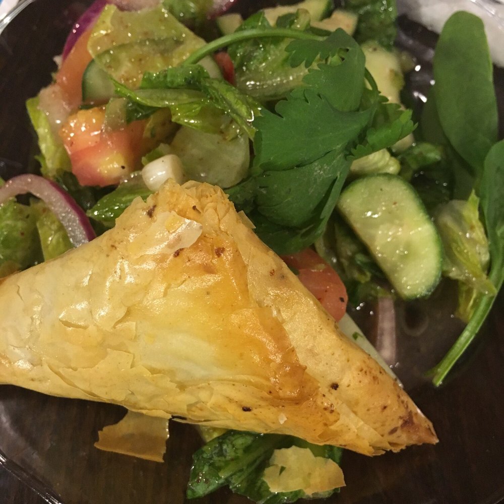 Sassool - Spanakopita & fatoush (sampler plate for an event) - Mediterranean Near Me - Cary, North Carolina Sassool - Spanakopita & fatoush (sampler plate for an event) - Mediterranean Near Me - Cary, North Carolina