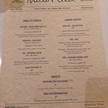Muoi Tieu - a menu on a table - Vietnamese Near Me - Takoma Park, Maryland Muoi Tieu - a menu on a table - Vietnamese Near Me - Takoma Park, Maryland
