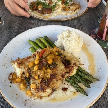 Clear Sky Cafe - Blackened Grouper Tacos and Coconut Crusted Hogfish - New American Near Me - Clearwater, Florida