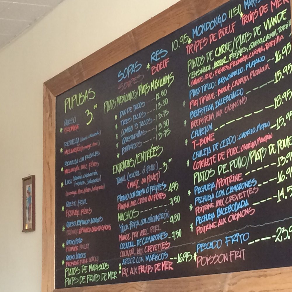 Menu board for ordering