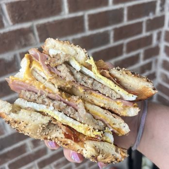 Diesel Donuts & Coffee - Diesel Bagel Sandwich on Everything Bagel - Donuts Near Me - Jefferson, Georgia