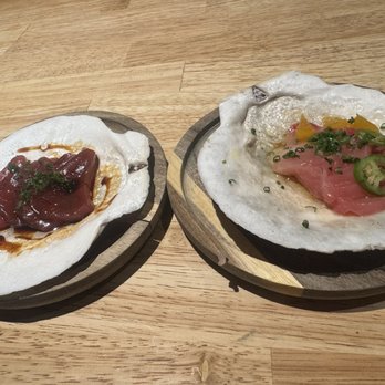 Kitsu Nori - Left: Tuna Sashimi Right: Hamachi Crudo - Japanese Near Me - Austin, Texas Kitsu Nori - Left: Tuna Sashimi Right: Hamachi Crudo - Japanese Near Me - Austin, Texas