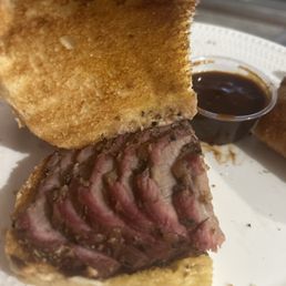 Half of my tri tip sandwich Half of my tri tip sandwich