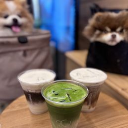 Clock: Black Matcha Einspänner ($7.95), Freshly Milled Reserve Matcha Latte ($11.95, sub oat +.50), Hōjicha Einspänner ($7.25)
