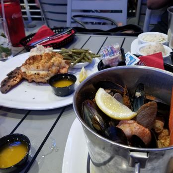 Crabby's Dockside - Steam bucket and large lobster tail. Pretty good. - Seafood Near Me - Clearwater Beach, Florida