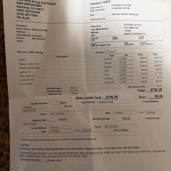Auto Row Smog and Repair - 500$ quote on the phone. $730 printed estimate, $800 at pick up. Bad karma headed towards this shop if there's any justice - Smog Check Stations Near Me - Oakland, California Auto Row Smog and Repair - 500$ quote on the phone. $730 printed estimate, $800 at pick up. Bad karma headed towards this shop if there's any justice - Smog Check Stations Near Me - Oakland, California