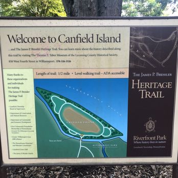 Riverfront Park - Map of Canfield Island (a short walk from the pavilion). - Parks Near Me - Montoursville, Pennsylvania Riverfront Park - Map of Canfield Island (a short walk from the pavilion). - Parks Near Me - Montoursville, Pennsylvania