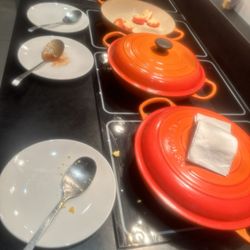 Hampton  by Hilton - Warm food in nice cookware!! La Creuset. Couscous with vegetables delicious!
