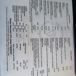 Menu with prices