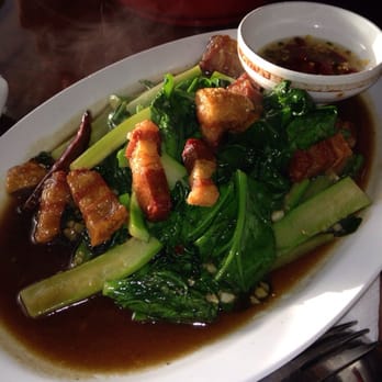 Ruen Pair - Chinese broccoli with crispy pork - Thai Near Me - Los Angeles, California Ruen Pair - Chinese broccoli with crispy pork - Thai Near Me - Los Angeles, California