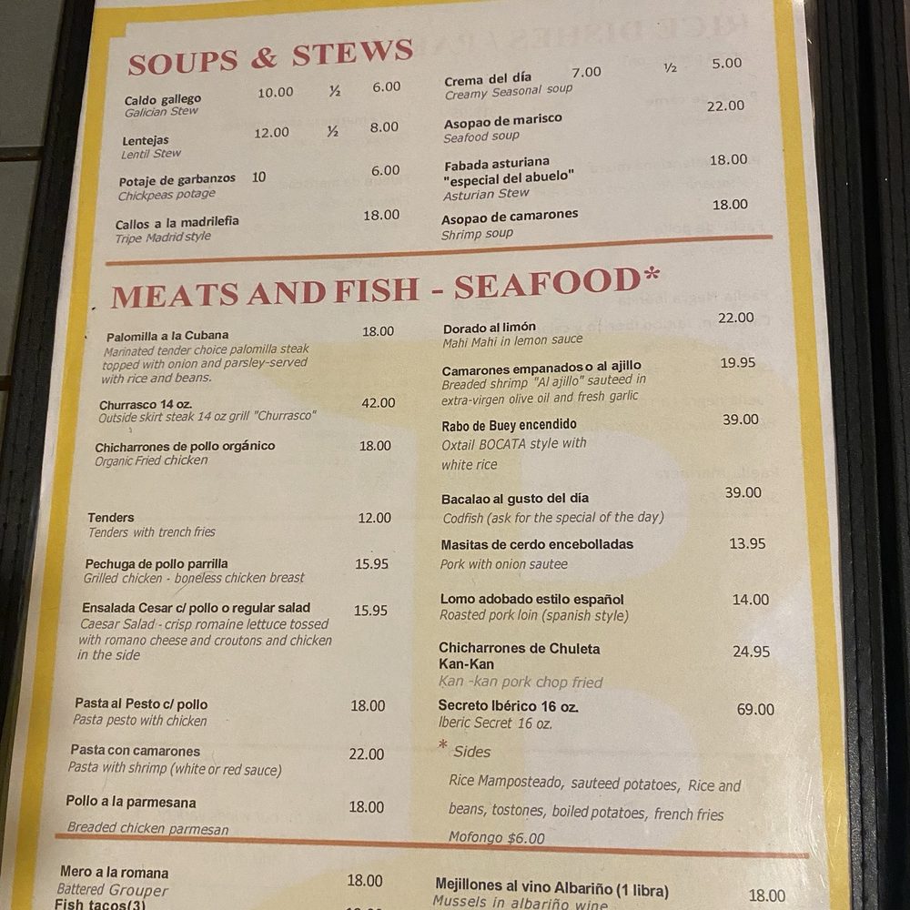 Bocata - A nice list to choose from - Spanish Near Me - Humacao, Puerto Rico