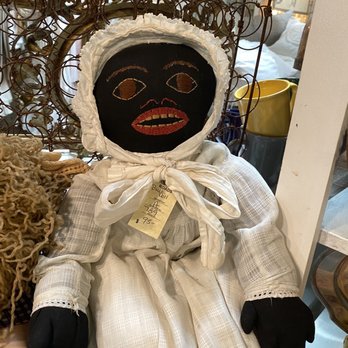 Country Roads Antiques - disturbing & racist blackface doll for sale in booth 789 A - Antiques Near Me - Orange, California