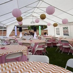 J's Party Rentals - 20x40 Canopy, 60" Round Tables, Chairs, Linen Tablecloths, and Diamond Overlays