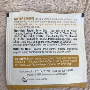 Davidson's Organic Teas - Back of the pouch with wrong telephone number. - Coffee & Tea Near Me - Sparks, Nevada Davidson's Organic Teas - Back of the pouch with wrong telephone number. - Coffee & Tea Near Me - Sparks, Nevada
