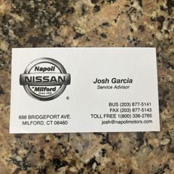 Napoli Nissan - Josh Garcia - Service Advisor Highly recommend using Josh. He's knowledgeable and helped us out through every step along the way.