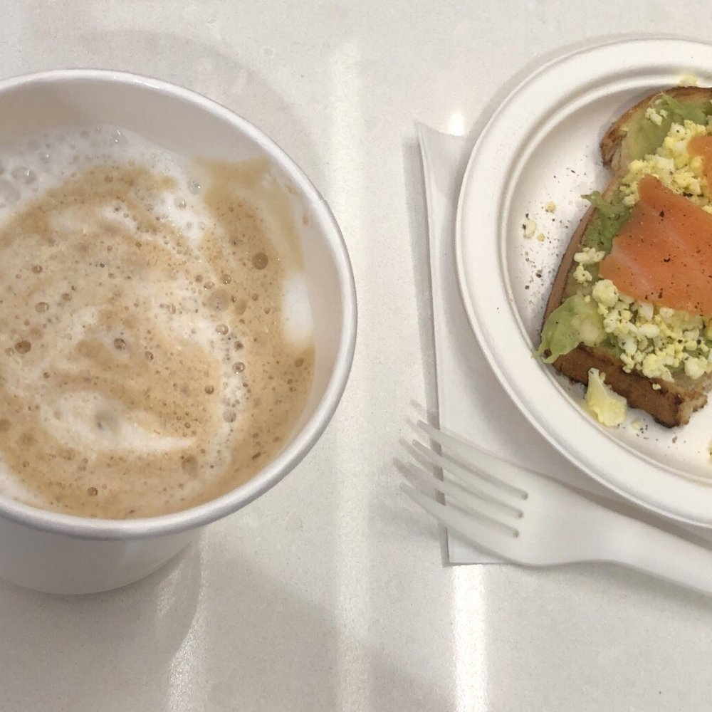 Admirals Club PHX - Cappuccino and avocado toast with salmon! - Airport Lounges Near Me - Phoenix, Arizona