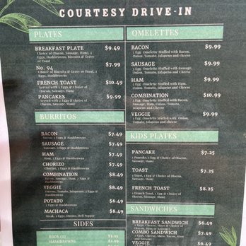 Courtesy Drive-In - Breakfast Menu - December 2023 - Restaurants Near Me - Lamont, California