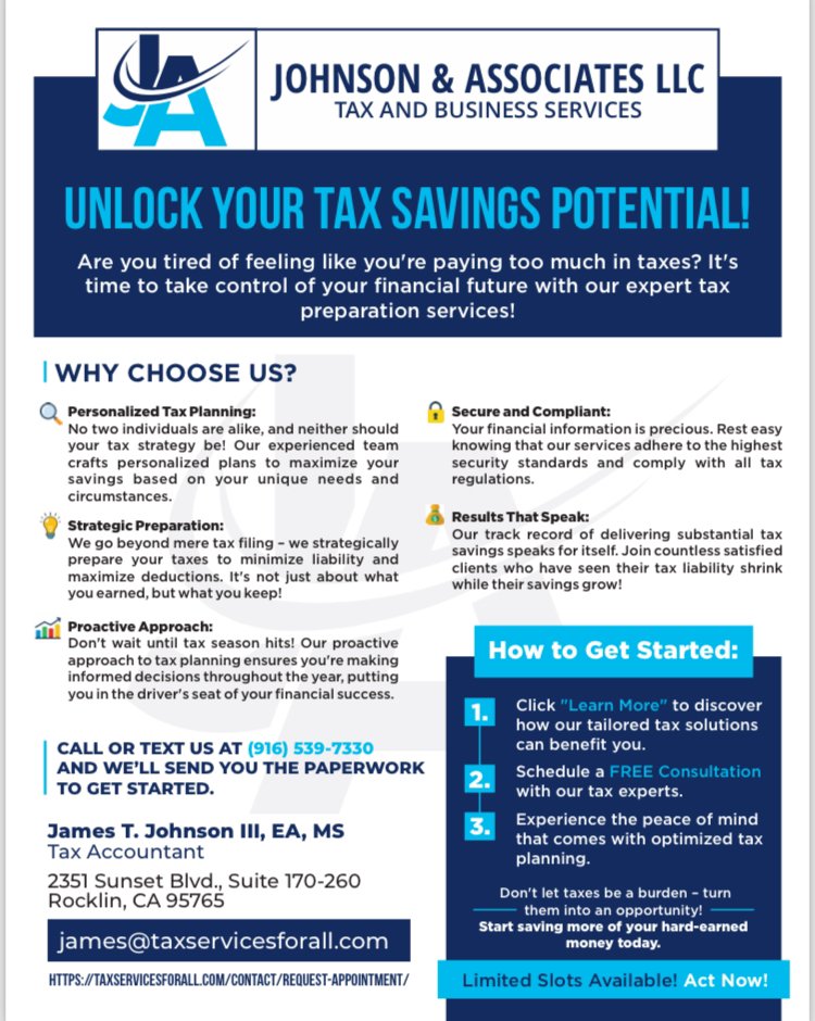 JOHNSON & ASSOCIATES TAX SERVICES Updated August 2024 18 Photos