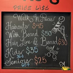 KJ's Barber & Hair Creationz - November 2023 Walk In Prices