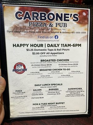 Menu photo 6 Carbone's Pizza and Pub - Rosemount Rosemount, MN Menu photo 6 Carbone's Pizza and Pub - Rosemount Rosemount, MN