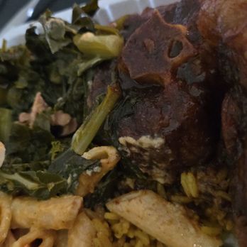Gretel and Sons - Ox Tails, Kale & Collard Greens, Yellow Rice Rasta Pasta - Soul Food Near Me - Westbury, New York
