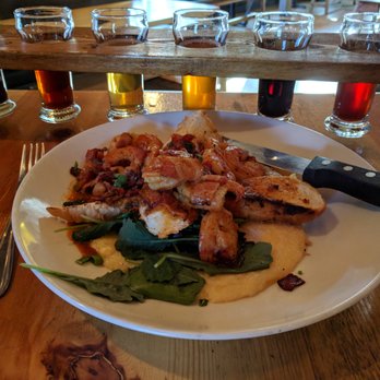 The EATery - Creole Shrimp on top of Smoked Cheddar Grits with Bacon. - Gastropubs Near Me - Mammoth Lakes, California The EATery - Creole Shrimp on top of Smoked Cheddar Grits with Bacon. - Gastropubs Near Me - Mammoth Lakes, California
