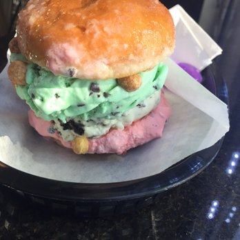 Sweet-Stack Creamery - Donuts Ice Cream Cone with 3 Scoops - Desserts Near Me - Atlanta, Georgia