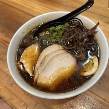 Kashiwa Ramen - Spicy Black Garlic Ramen with Chicken Cha-shu (Wavy noodle) (Lite Broth)garlic - Ramen Near Me - Costa Mesa, California Kashiwa Ramen - Spicy Black Garlic Ramen with Chicken Cha-shu (Wavy noodle) (Lite Broth)garlic - Ramen Near Me - Costa Mesa, California