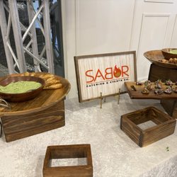 Sabor Catering and Events - Appetizers: mini chicken flautas, chorizo tostadas and ceviche.