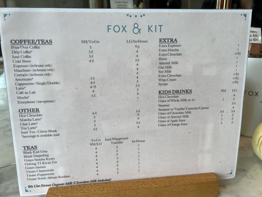 Menu photo 2 Fox & Kit San Rafael, CA