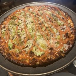 Bacon cheese burger pizza