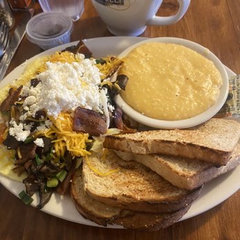 Brother Juniper's - San Diegan open face omelet, cheese grits, toast - Breakfast & Brunch Near Me - Memphis, Tennessee